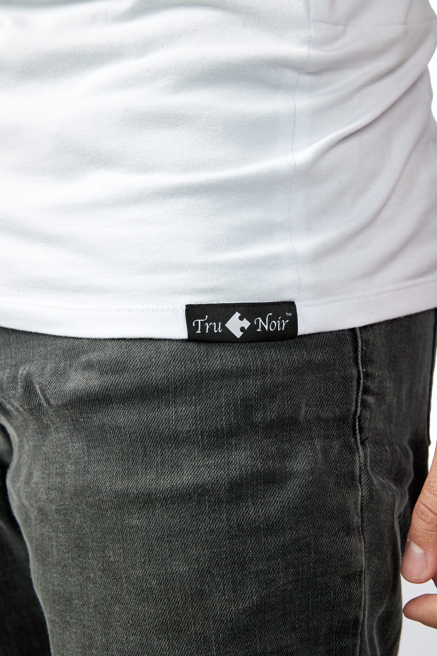 White mens tee shirt with side pockets
